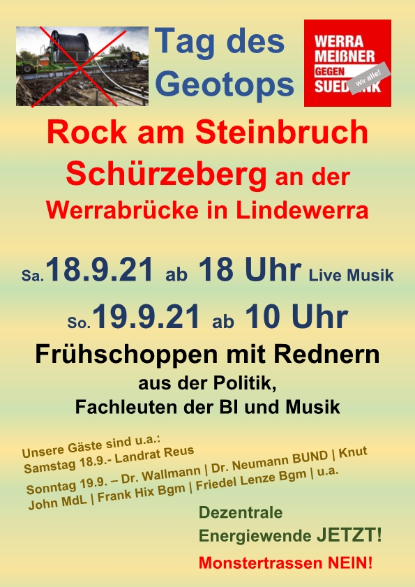 Rock am Steinbruch 18.09.2021 und Frühschoppen mit Rednern am 19.09.2021
